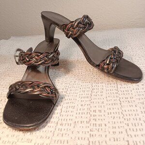 Brighton 'Fiji' women's mixed metals braided leather dressy sandals sz 9.5 N